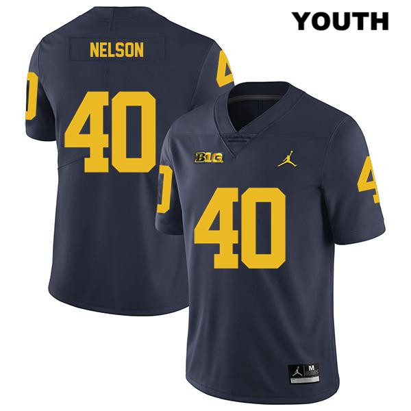 Youth NCAA Michigan Wolverines Ryan Nelson #40 Navy Jordan Brand Authentic Stitched Legend Football College Jersey CF25N55AK